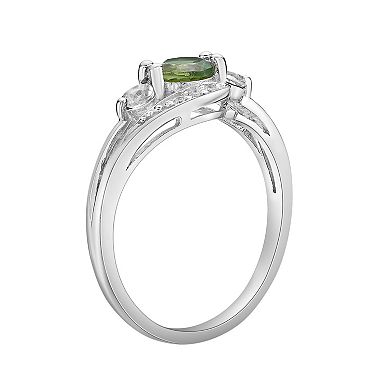 Gemminded Sterling Silver Peridot, White Topaz and Lab-Created White Sapphire Ring 