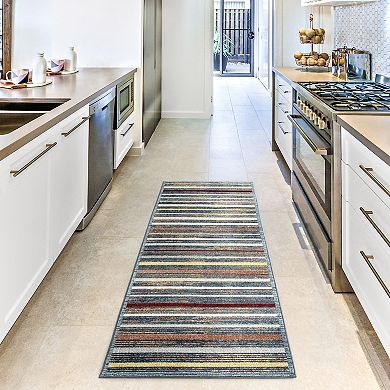 Everwash Treasure Striped Modern Area Rug