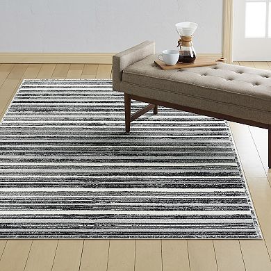 Everwash Treasure Striped Modern Area Rug