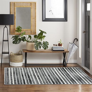 Everwash Treasure Striped Modern Area Rug