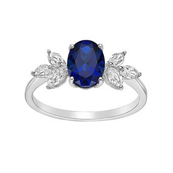 Gemminded Sterling Silver Lab-Created Sapphire & Lab-Created White Sapphire Ring