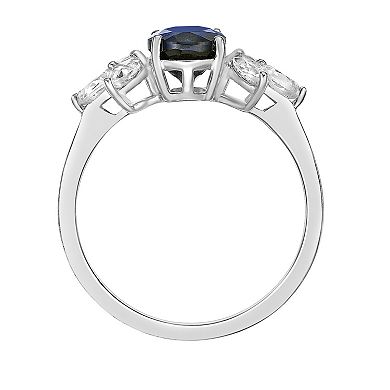 Gemminded Sterling Silver Lab-Created Sapphire & Lab-Created White Sapphire Ring