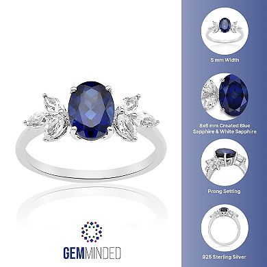 Gemminded Sterling Silver Lab-Created Sapphire & Lab-Created White Sapphire Ring