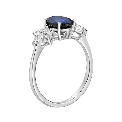 Gemminded Sterling Silver Lab-Created Sapphire & Lab-Created White Sapphire Ring