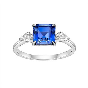 Gemminded Sterling Silver Lab-Created Sapphire & Lab-Created White Sapphire Ring