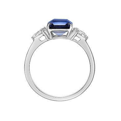 Gemminded Sterling Silver Lab-Created Sapphire & Lab-Created White Sapphire Ring