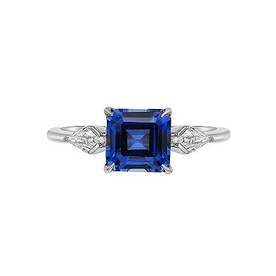 Gemminded Sterling Silver Lab-Created Sapphire & Lab-Created White Sapphire Ring