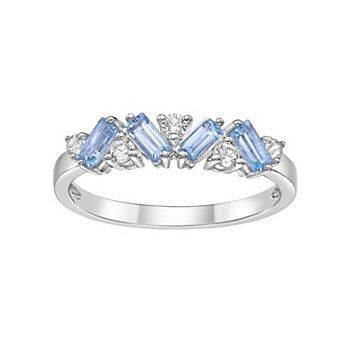 Gemminded Sterling Silver Blue Topaz & Lab-Created White Sapphire Ring