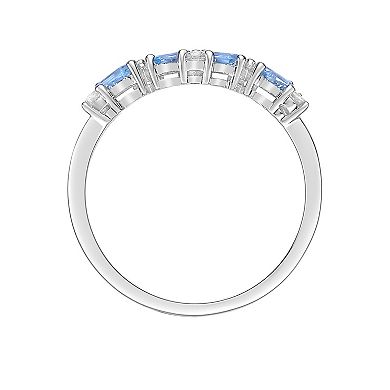 Gemminded Sterling Silver Blue Topaz & Lab-Created White Sapphire Ring