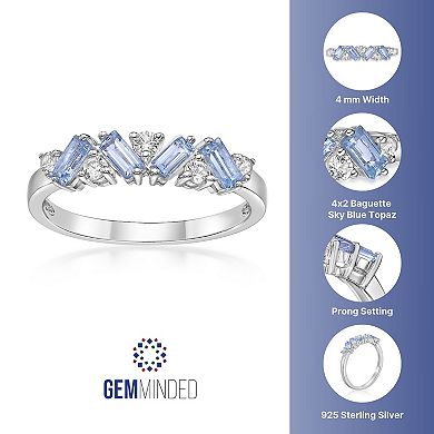 Gemminded Sterling Silver Blue Topaz & Lab-Created White Sapphire Ring