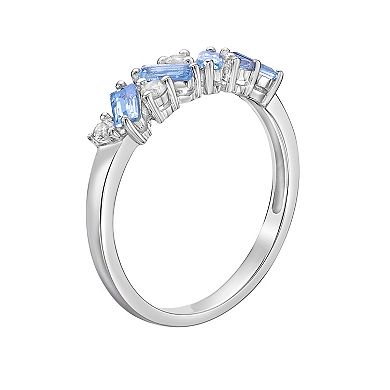 Gemminded Sterling Silver Blue Topaz & Lab-Created White Sapphire Ring