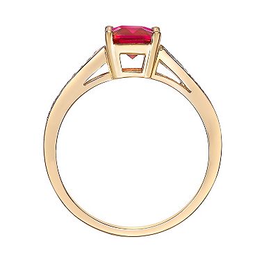 Gemminded 2 Micron 18K Gold Plated Sterling Silver Lab-Created Ruby & Lab-Created White Sapphire Ring