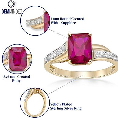Gemminded 2 Micron 18K Gold Plated Sterling Silver Lab-Created Ruby & Lab-Created White Sapphire Ring