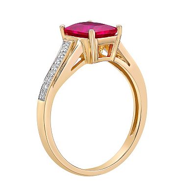 Gemminded 2 Micron 18K Gold Plated Sterling Silver Lab-Created Ruby & Lab-Created White Sapphire Ring