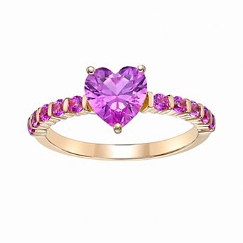 Gemminded 2 Micron 18K Gold Plated Sterling Silver Lab-Created Pink Sapphire Ring