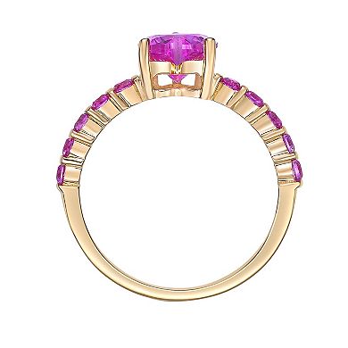Gemminded 2 micron 18K Gold Plated Sterling Silver Lab-Created Pink Sapphire Ring