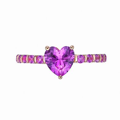 Gemminded 2 micron 18K Gold Plated Sterling Silver Lab-Created Pink Sapphire Ring