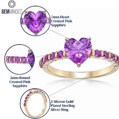 Gemminded 2 micron 18K Gold Plated Sterling Silver Lab-Created Pink Sapphire Ring