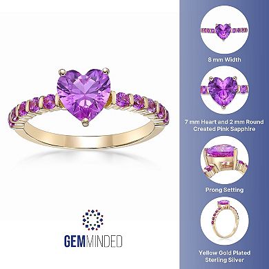 Gemminded 2 micron 18K Gold Plated Sterling Silver Lab-Created Pink Sapphire Ring