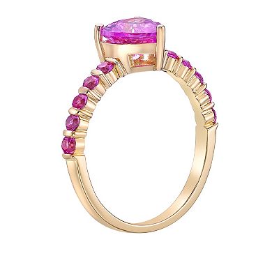 Gemminded 2 micron 18K Gold Plated Sterling Silver Lab-Created Pink Sapphire Ring