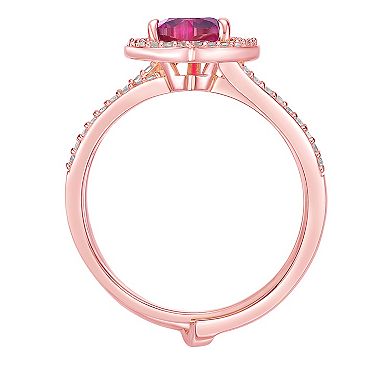 Gemminded 2 Micron 18k Rose Gold Plated Sterling Silver Lab-Created Ruby & Lab-Created White Sapphire Ring