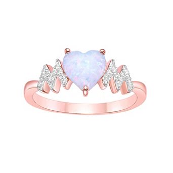 Gemminded 2 Micon 18K Rose Gold Plated Sterling Silver Lab-Created Opal & Lab-Created White Sapphire Ring