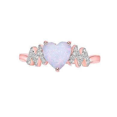 Gemminded 2 Micon 18K Rose Gold Plated Sterling Silver Lab-Created Opal & Lab-Created White Sapphire Ring