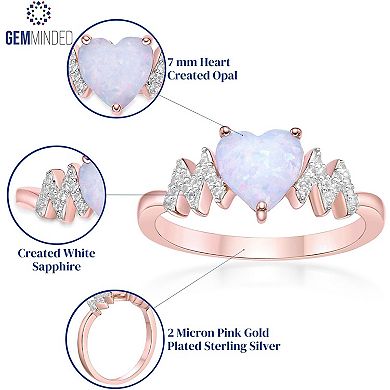 Gemminded 2 Micon 18K Rose Gold Plated Sterling Silver Lab-Created Opal & Lab-Created White Sapphire Ring