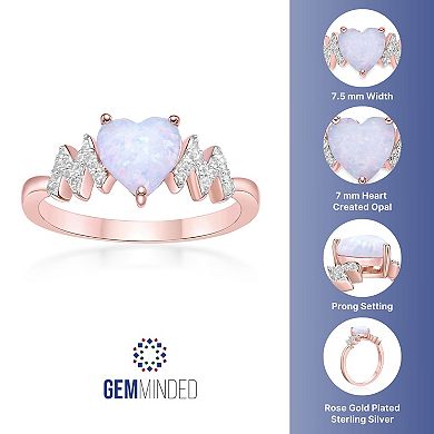 Gemminded 2 Micon 18K Rose Gold Plated Sterling Silver Lab-Created Opal & Lab-Created White Sapphire Ring