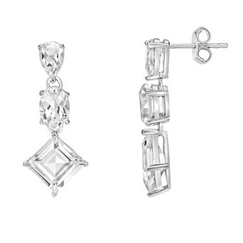 Gemminded Sterling Silver White Topaz Earrings