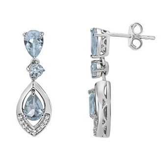 Gemminded Sterling Silver Aqua & White Topaz Earrings