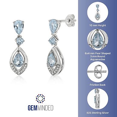 Gemminded Sterling Silver Aqua & White Topaz Earrings