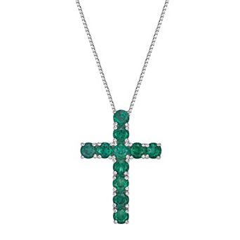 Gemminded Sterling Silver Lab-Created Emerald Pendant