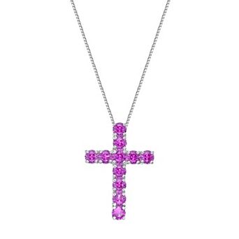 Gemminded Sterling Silver Lab-Created Pink Sapphire Pendant