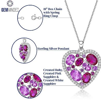 Gemminded Sterling Silver Lab-Created Ruby, Lab-Created Pink Sapphire & Lab-Created White Sapphire Pendant