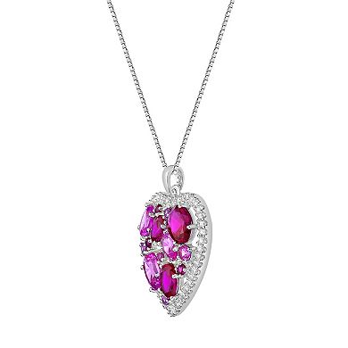 Gemminded Sterling Silver Lab-Created Ruby, Lab-Created Pink Sapphire & Lab-Created White Sapphire Pendant