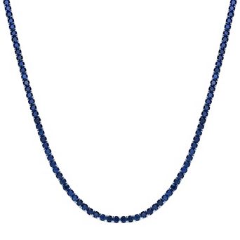 Gemminded Sterling Silver Lab-Created Sapphire Tennis Necklace