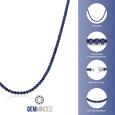 Gemminded Sterling Silver Lab-Created Sapphire Tennis Necklace