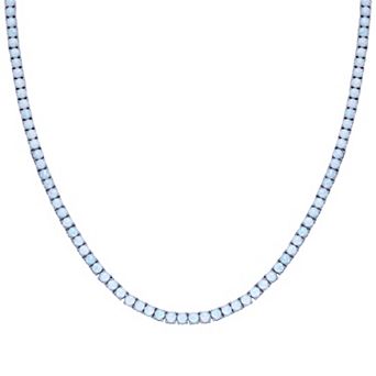 Gemminded Sterling Silver Lab-Created Opal Tennis Necklace