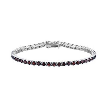 Gemminded Sterling Silver Garnet Tennis Bracelet