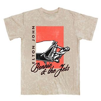 Men's Elton John Bennie And The Jets Mineral Wash Graphic Tee