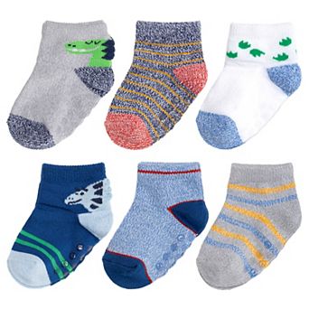 Baby & Toddler Boy Jumping Beans® 6-pack Low-Cut Softest Dinosaur Grip Socks
