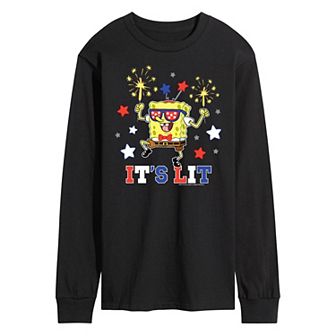 Men's Nickelodeon SpongeBob SquarePants It's Lit Long Sleeve Graphic Tee
