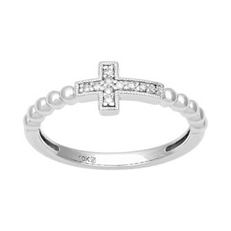Love Always 10k White Gold Diamond Accent Cross Stackable Anniversary Ring