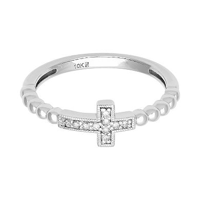 Love Always 10k White Gold Diamond Accent Cross Stackable Anniversary Ring