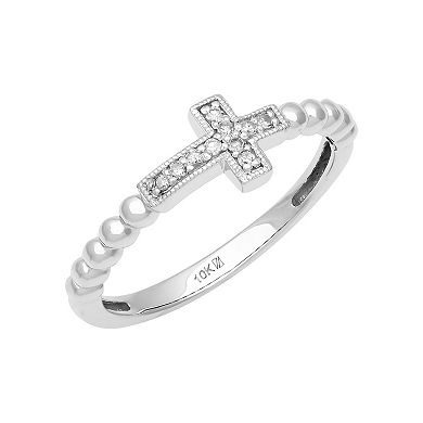 Love Always 10k White Gold Diamond Accent Cross Stackable Anniversary Ring