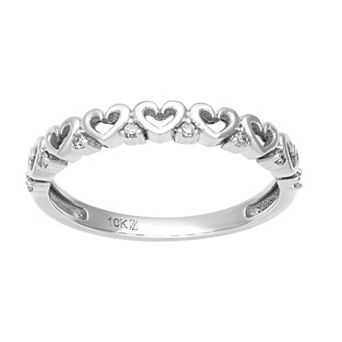 Love Always 10k White Gold Diamond-Accent Heart Stackable Anniversary Ring