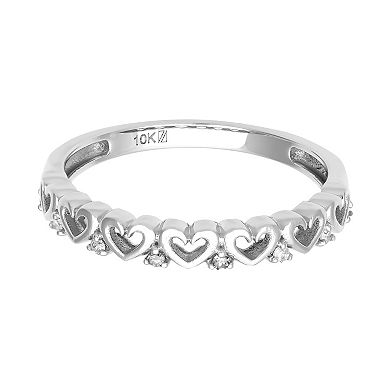 Love Always 10k White Gold Diamond-Accent Heart Stackable Anniversary Ring