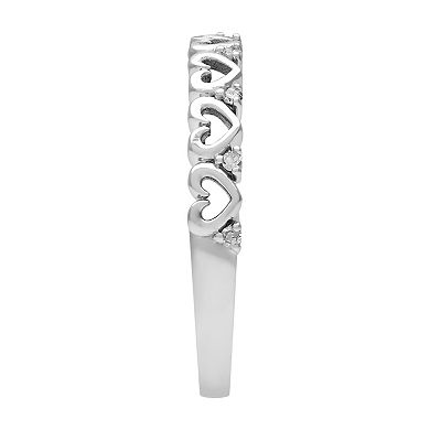 Love Always 10k White Gold Diamond-Accent Heart Stackable Anniversary Ring