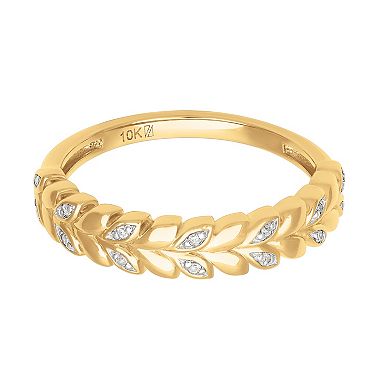 Love Always 10k Gold Diamond Accent Leaf Anniversary Ring